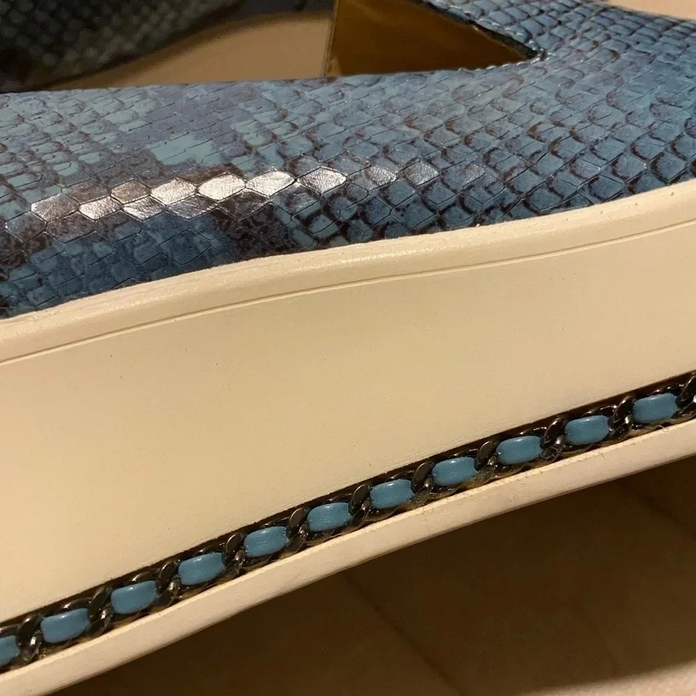 NWOT KARL LAGERFELD Brea Slip On Platform Sneakers Snakeskin Embossed Leather - Picture 5 of 6